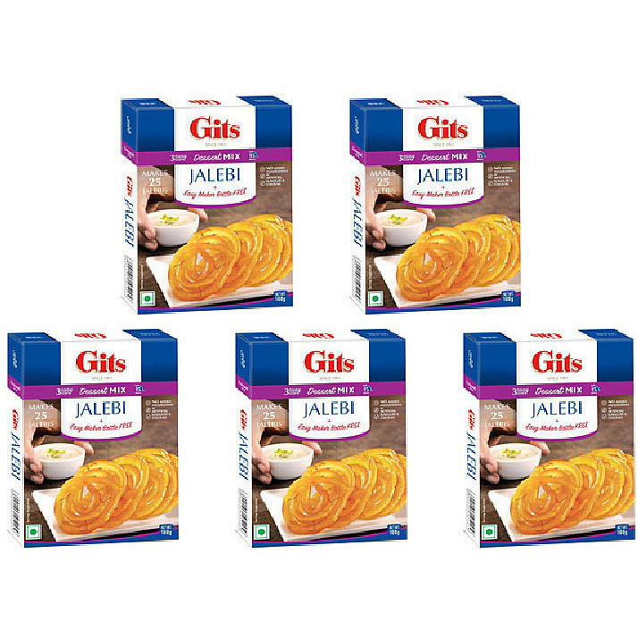 Pack of 5 - Gits Jalebi Mix With Maker - 100 Gm (3.5 Oz)